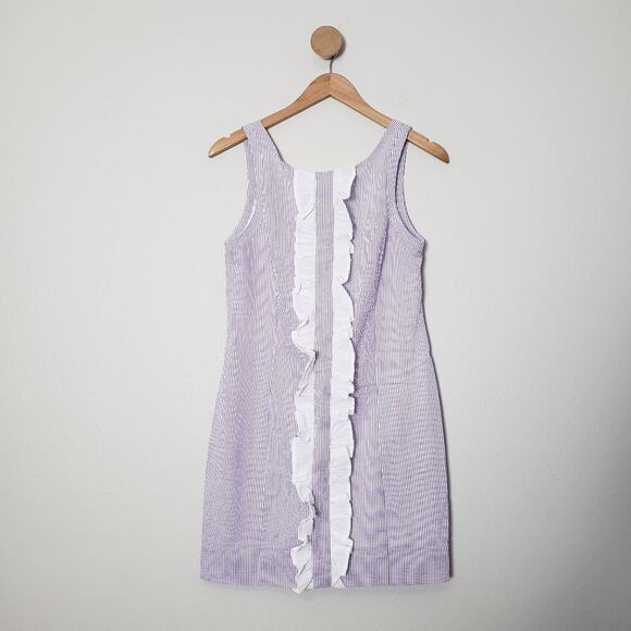 Lauren James Bailey Seersucker Stripe Shift Dress Lavender White Small NWT - Picture 1 of 10